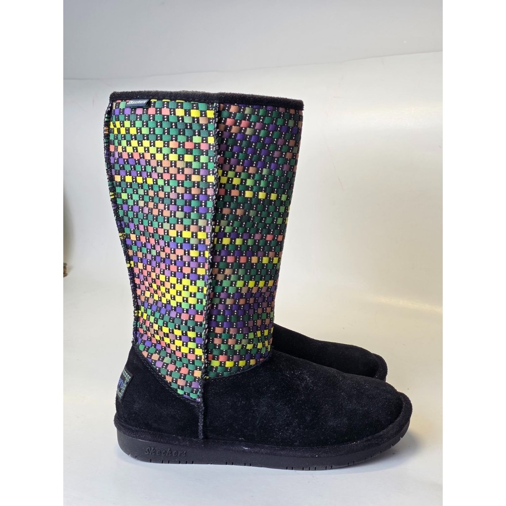 Skechers Australia Women's Boots Size 8 Black Suede Mid Calf Flat Winter Shoes